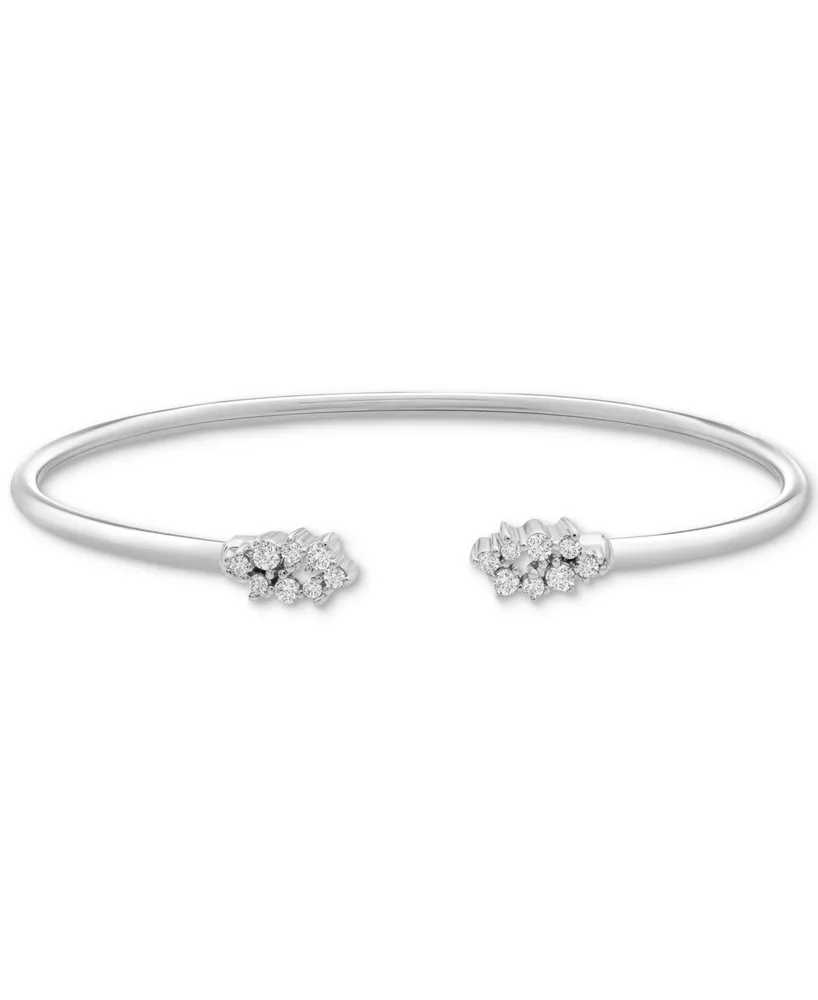 Wrapped Diamond Scattered Cluster Flex Cuff Bangle Bracelet (1/4 ct. t.w.) in Sterling Silver, Created for Macy's