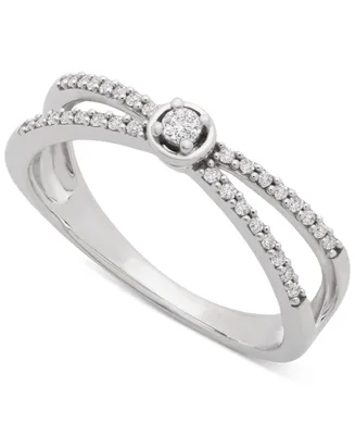 Wrapped Diamond Crisscross Ring (1/5 ct. t.w.) in 14k White Gold, Created for Macy's