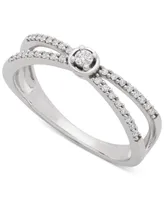 Wrapped Diamond Crisscross Ring (1/5 ct. t.w.) in 14k White Gold, Created for Macy's