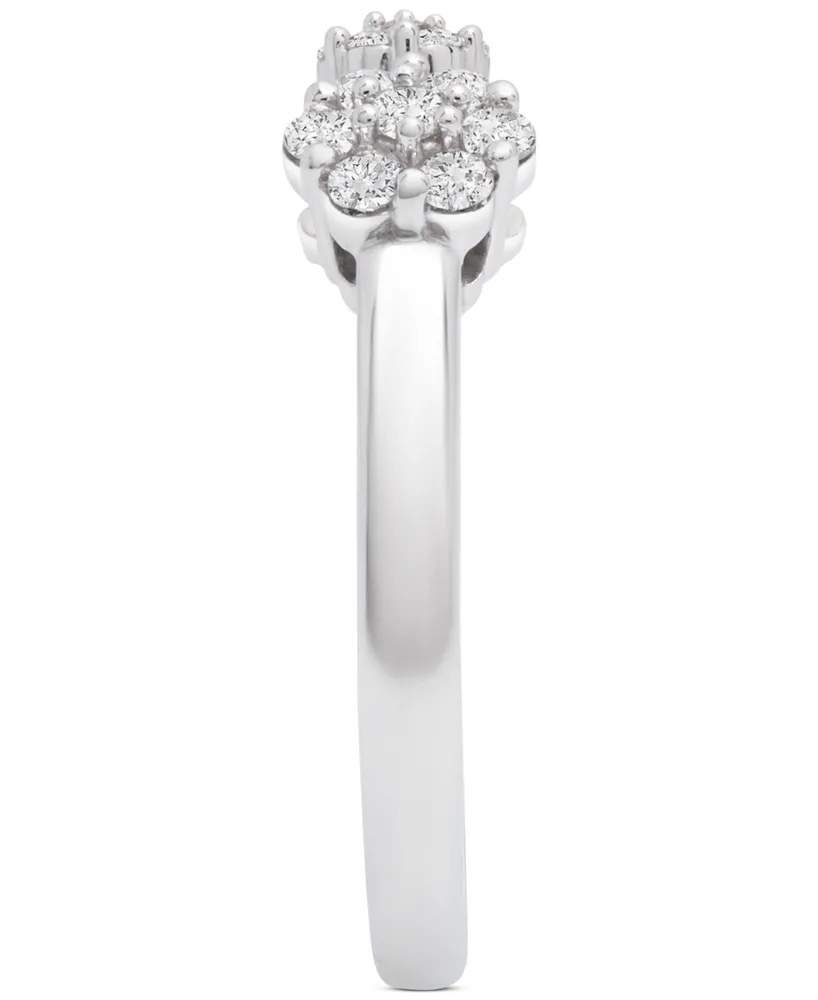 Wrapped Diamond Flower Cluster Cuff Ring (1/4 ct. t.w.) in 14k White Gold, Created for Macy's