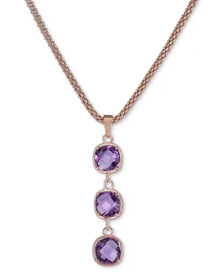 Amethyst Triple Drop Pendant Necklace (2-3/8 ct. t.w.) in 14k Rose Gold-Plated Sterling Silver, 18" + 3" extender (Also in Citrine)