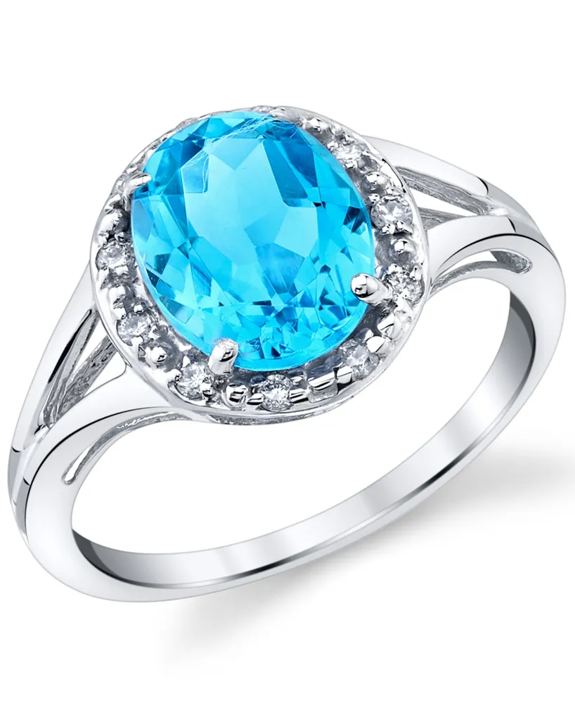 Blue Topaz (3-1/5 ct. t.w.) & Diamond (1/10 ct. t.w.) Ring in Sterling Silver