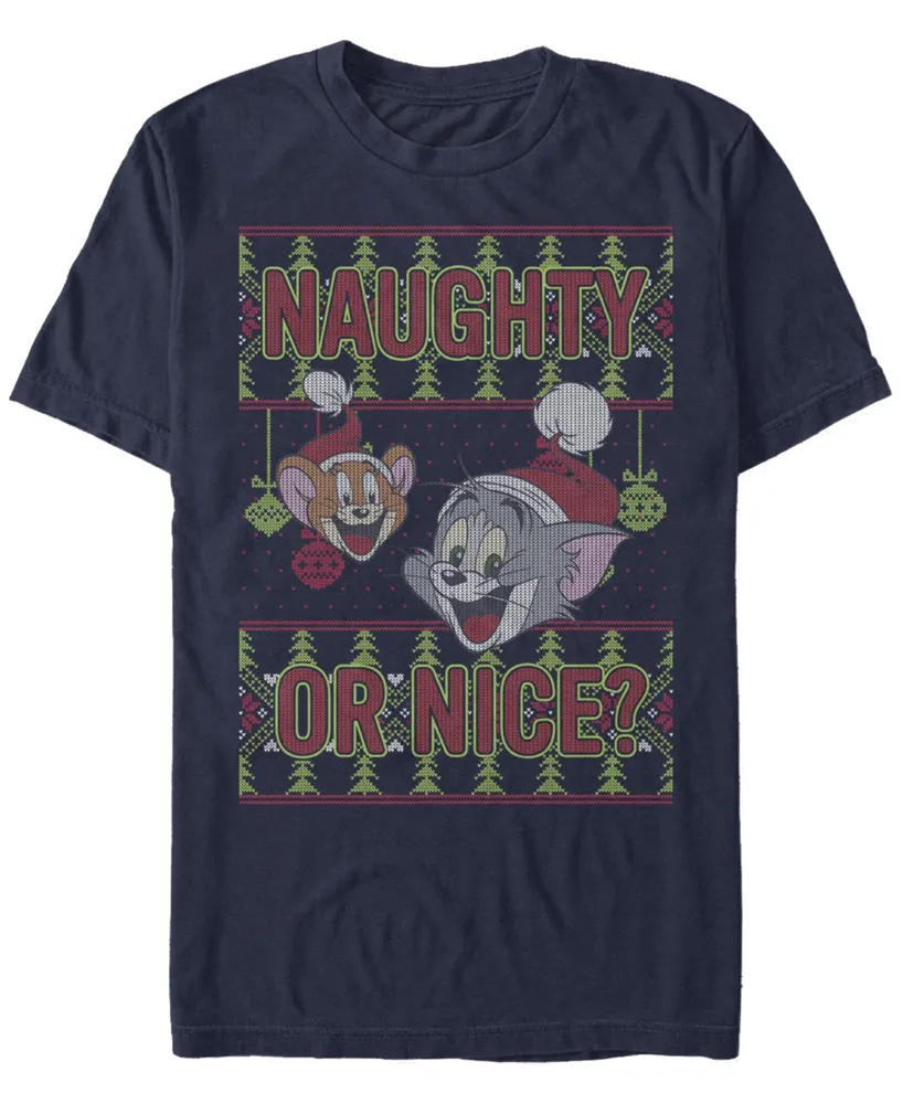 Men's Tom Jerry Naughty or Nice Short Sleeve T-shirt