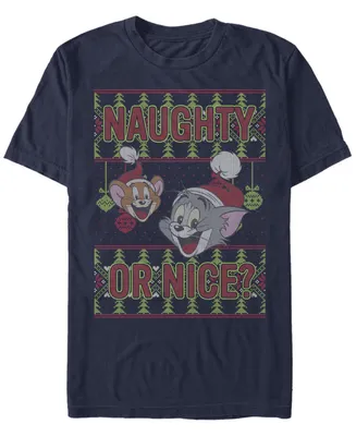 Men's Tom Jerry Naughty or Nice Short Sleeve T-shirt