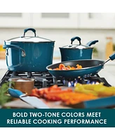 Rachael Ray Classic Brights Hard Enamel Aluminum Nonstick Cookware Set, 14-Piece
