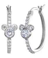 Disney Cubic Zirconia Mickey Mouse Hoop Earrings in Sterling Silver