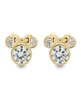 Disney Children's Cubic Zirconia Minnie Mouse Stud Earrings in 14k Gold