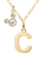 Disney Mickey Mouse Initial Pendant 18" Necklace with Cubic Zirconia in 14k Yellow Gold