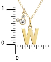 Disney Mickey Mouse Initial Pendant 18" Necklace with Cubic Zirconia in 14k Yellow Gold