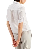 I.n.c. International Concepts Women's Linen Twist-Hem Blouse, Created for Macy's