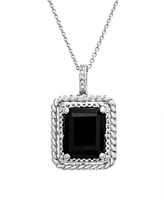 Onyx and Diamond (1/20 ct. t.w.) Box Set (Pendant & Earrings) in Sterling Silver