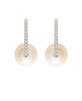 Cultured Freshwater Pearl (9mm) and Diamond (1/10 ct. t.w.) Earrings in 14k Yellow Gold