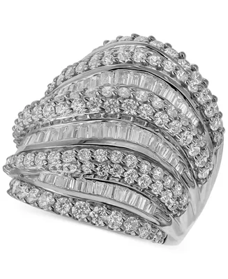 Diamond Round & Baguette Statement Ring (4 ct. t.w.) in 14k White Gold