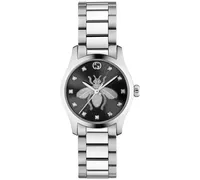 Gucci Women's Swiss G-Timeless Iconic Diamond (1/20 ct. t.w.) Stainless Steel Bracelet Watch 27mm