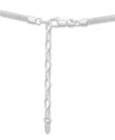 Cubic Zirconia Mesh Popcorn Statement Necklace in Sterling Silver, 18" + 2" extender