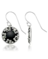 Square Onyx Disc Dangle Earrings