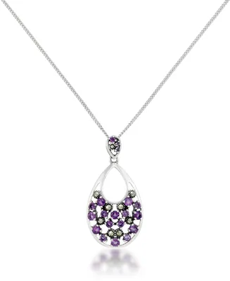 Pave Amethyst Teardrop Pendant and a Curb Chain
