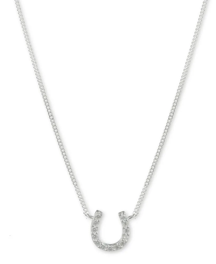 Lauren Ralph Lauren Cubic Zirconia Horseshoe Pendant Necklace in Sterling Silver, 14" + 3" extender