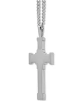 Men's Cubic Zirconia Large Cross 24" Pendant Necklace in Stainless Steel