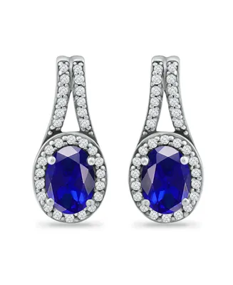 Giani Bernini Simulated Blue Sapphire and Cubic Zirconia Halo Earrings