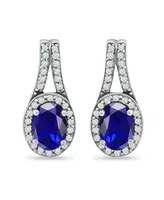 Giani Bernini Simulated Blue Sapphire and Cubic Zirconia Halo Earrings