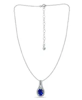 Giani Bernini Simulated Blue Sapphire and Cubic Zirconia Halo Pendant