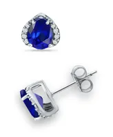 Giani Bernini Simulated Blue Sapphire and Cubic Zirconia Stud Earrings