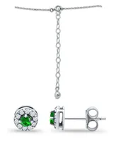 Giani Bernini Created Green Quartz and Cubic Zirconia Halo Pendant and Earring Set, 3 Piece