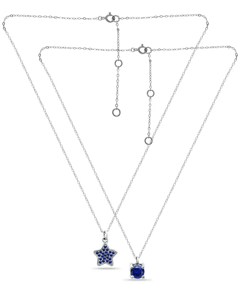 Giani Bernini Simulated Blue Sapphire Star Round Pendant Set, 2 Piece