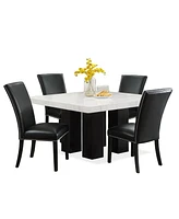 Closeout! Camila 5-Pc. Dining Set (Square 54" Marble Table & 4 Chairs)