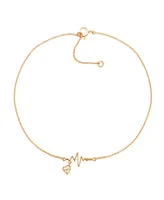 Diamond Accent Heartbeat Anklet In 14K Rose Gold-Plated Sterling Silver, 9" + 1" extender - 14K rose gold