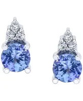 Tanzanite (1/2 ct. t.w.) & Diamond (1/20 ct. t.w.) Stud Earrings in 14k White Gold