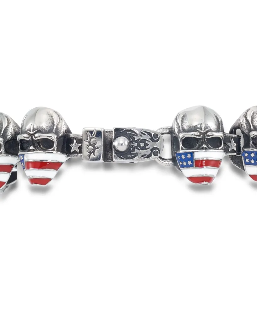 Andrew Charles by Andy Hilfiger Men's Enamel Skull Bracelet in Stainless Steel