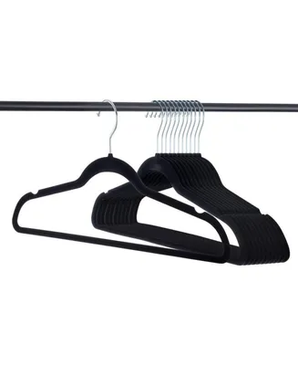 50-pack Velvet Hanger Ultra-Thin - 360 Degree Swivel Hook Black Hangers with Clips - Non-slip Hangers for Skirts and Pants Hangers