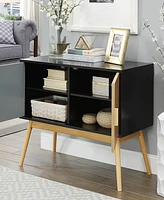 Convenience Concepts Oslo Storage Console Table Wood Grain, Gray & Black