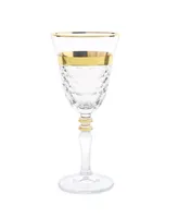 Classic Touch Water Glasses with Gold-Tone Cut Crystal Detail, Set of 6 - Clear/Gold