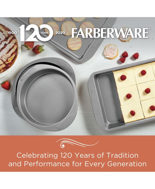 Farberware Bakeware Nonstick Cookie, Muffin, Cupcake, and Cake Pan Set, 4-Pc., Gray