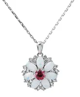Women's Flower Pendant Necklace in Sterling Silver