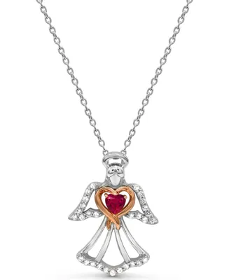 Women's 14K Rose Gold Plated Angel Heart Pendant Necklace in Sterling Silver