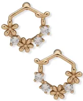 lonna & lilly Gold-Tone Crystal & Flower Open Stud Earrings