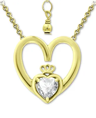 Giani Bernini Cubic Zirconia Claddagh Heart 16" Pendant Necklace, Created for Macy's