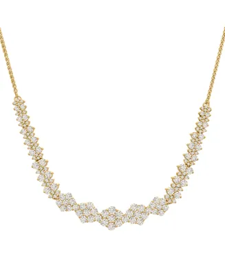 Diamond Graduated Cluster Statement Necklace (2 ct. t.w.) in 14k White Gold or 14k Yellow Gold, 17" + 2" extender