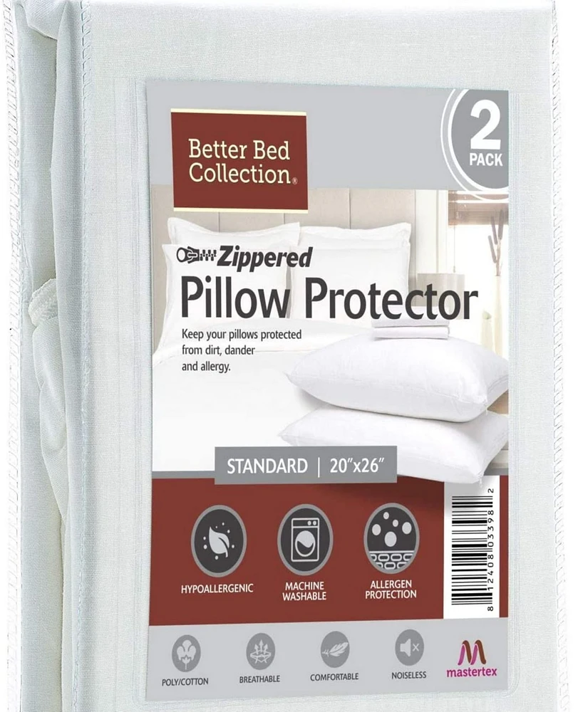 Better Bed Collection Cotton Blend Breathable Pillow Protector with Zipper – ( Pack