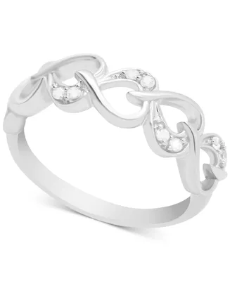 Diamond Heart Chain Ring (1/10 ct. t.w.) Sterling Silver