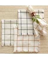 Design Imports Check Fringed Napkin, Set of 6