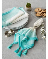 Design Imports Variegated Stripe with Tassel Napkin, Set of 6