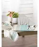 Design Imports Fringed Stripe Table Toppers, 20" x 20", Set of 6