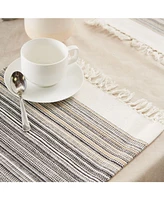 Design Imports Fringed Stripe Table Toppers, 13" x 20", Set of 6