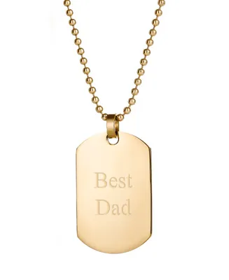 Men's Gold Plated Medium "Best Dad" Stainless Steel Dog Tag Necklace