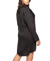 Women's Notch Collar Oversized Night Lingerie Shirt